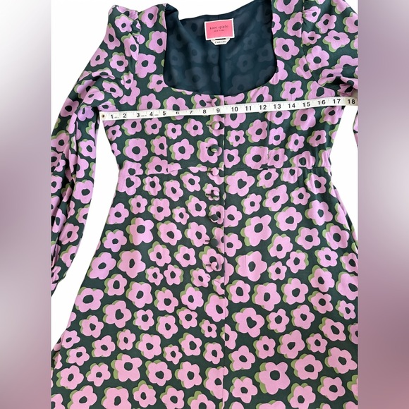 Kate Spade NY Flaire Flora Fluid Mini Dress Green Pink Floral Crepe Size 6 - Picture 12 of 15